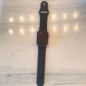 Apple Watch series one rose gold with navy band